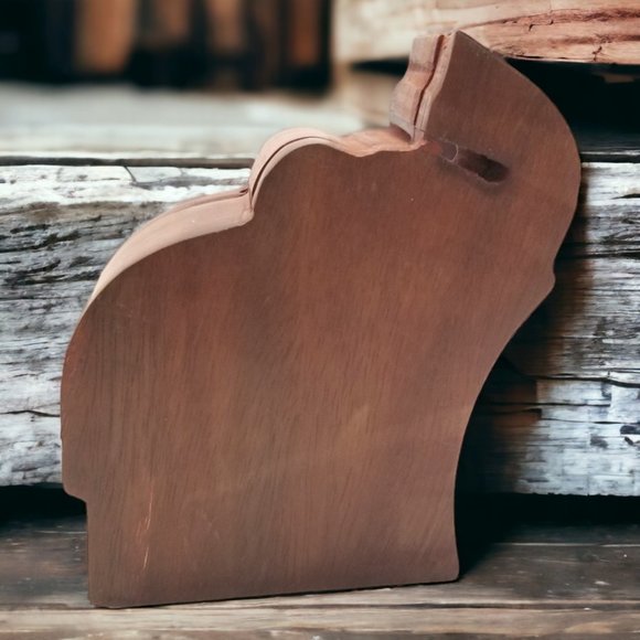 Wood Puzzle Box Elephant & Calf Handmade Secret Lock Jewelry Box Keepsake decor - Picture 3 of 11